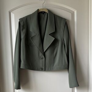 NWOT Express Cropped Utility Jacket- Green- Medium